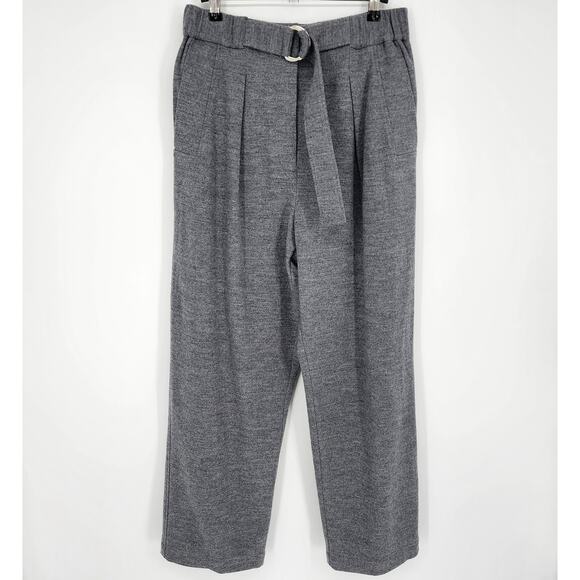 3.1 Phillip Lim Wool Trouser Pants 4 Belted Pleated Ankle High Rise Waist Gray